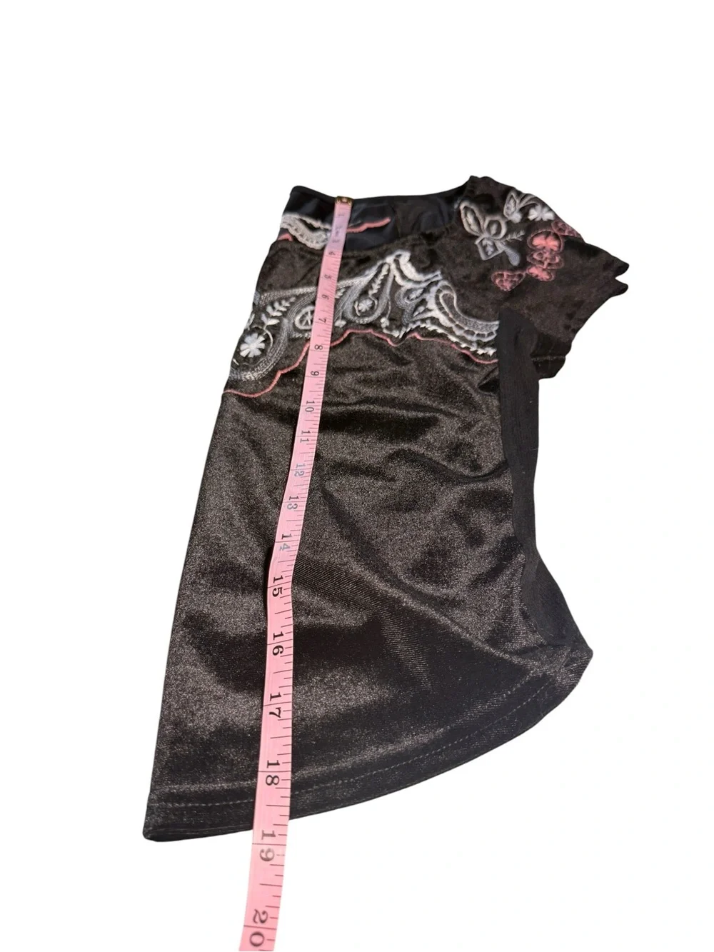 Free People Party Train Embroidered Black Velvet Top Size XS Whimsigoth Boho
